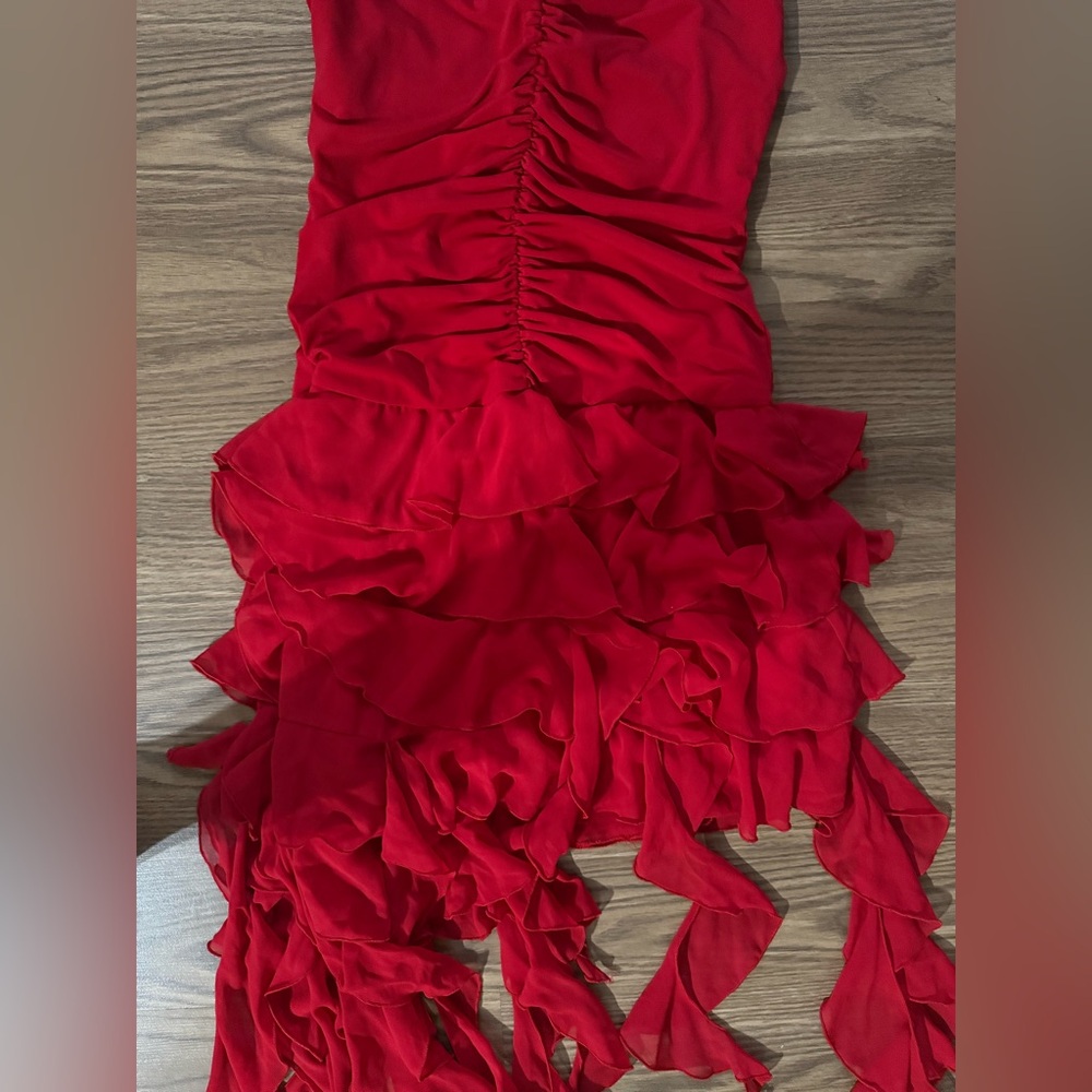 Cache Red Halter Neck Ruffled Dress - Picture 5 of 8